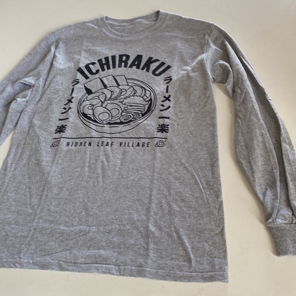 Bioworld Naruto Ramen Anime Cartoon Grey Long-sleeve Graphic Tee, Size S, NWOT - Picture 2 of 5